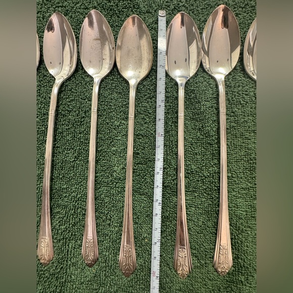 Vintage Royal Saxony silver plate 8” long slender spoons- set of 10 - Picture 5 of 7